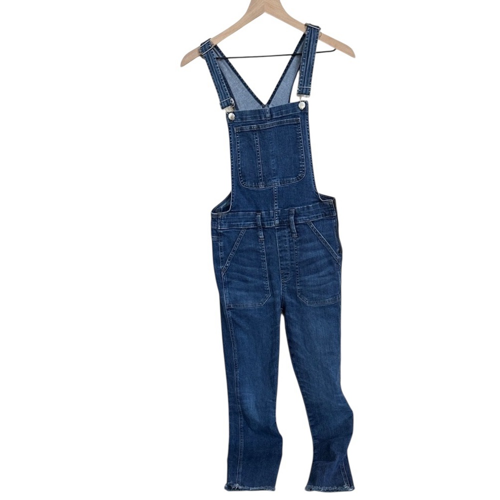 Madewell Denim Overalls Women’s Medium Raw Hem Side Zip Ankle Length